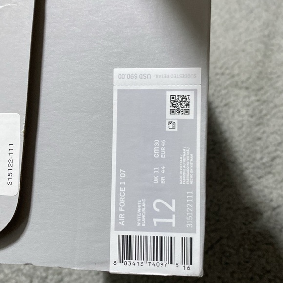 NIKE AIR FORCE 1 ‘07 BRAND NEW IN ORIGINAL BOX NEVER WORN. SIZE 12. - Picture 4 of 4